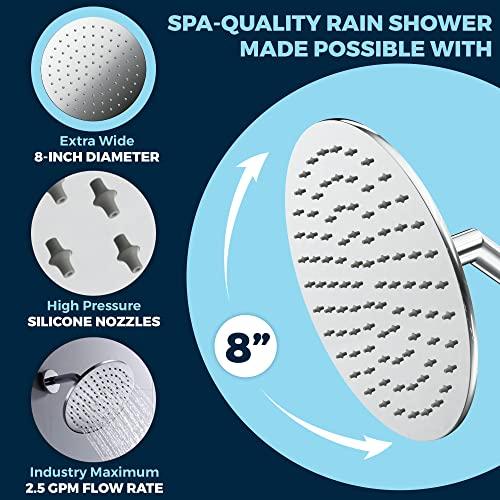 HammerHead Showers HammerHead Showers ALL METAL 8 Inch Rainfall Shower Head CHROME - Shower Head Rainfall - 2.5 GPM High Flow Shower Head Optimized for Pressure Large Round Rain Shower Heads