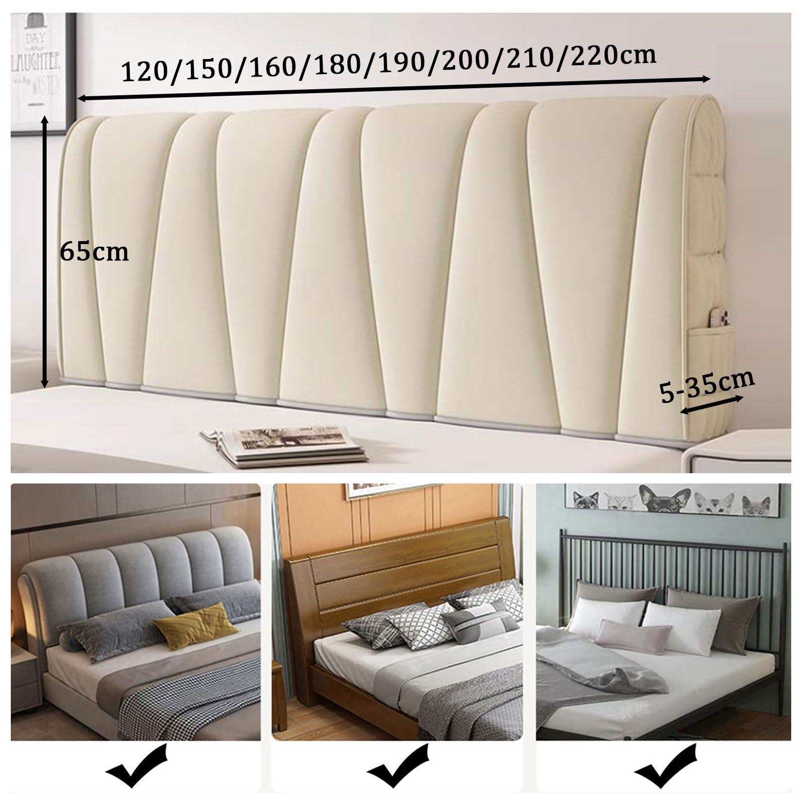 Generic Bed Headboard Slipcover Stretch Bed Headboard Cover Upholstered Bed Headboard Cover, Double King Size Leather/Wooden Bed Backrest Bed Head Covers Cloth Dustproof Head Board Protector Bedroom Decor