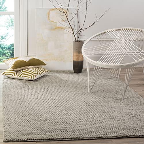 Safavieh SAFAVIEH Natura Collection Runner Rug - 2\'3\" x 8\', Silver, Handmade Wool, Ideal for High Traffic Areas in Living Room, Bedroom (NAT620C)