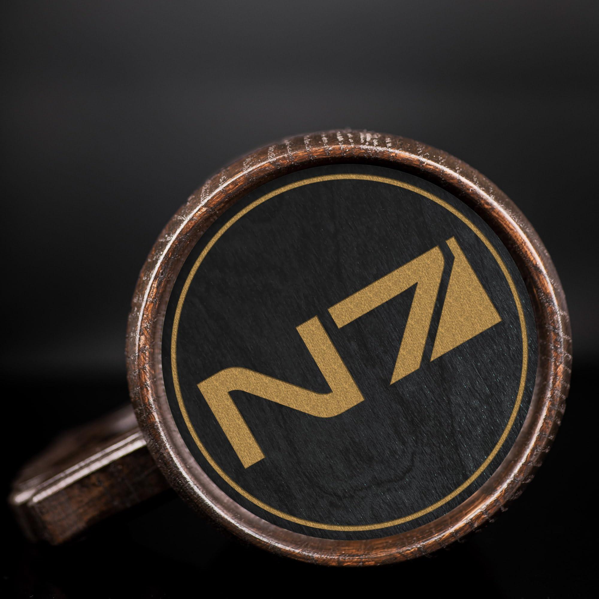 WildMugs Mass Effect N7 Beer Mug, Personalized Stein, Wooden Tankard