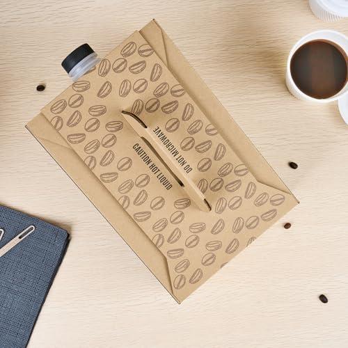Restaurantware Restaurantware-12 x 7.5 x 8.5 Inch 96 Ounce Disposable Coffee Dispensers, 10 Insulated Coffee Take Out Containers - Built-In Handle, Portable Design, Kraft With Black Paper Coffee To Go Boxes