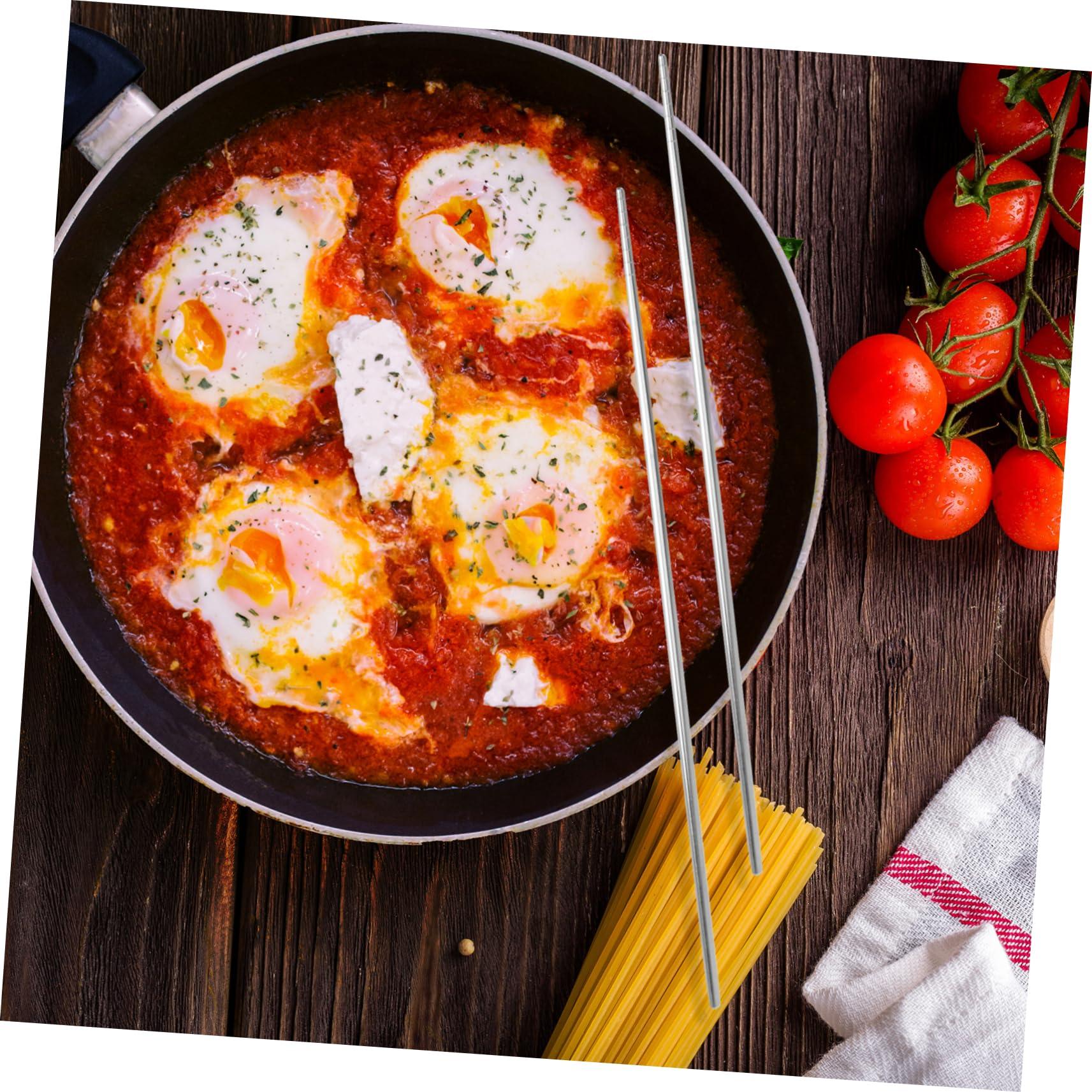 MAGICLULU MAGICLULU 6 Pairs Long Chopsticks Kitchen Tongs Cooking Chopsticks Gamer Chopsticks Titanium Chopsticks LED Chopsticks Chopstick Holder Chopsticks for Cooking Steel Chopstick Tweezers Silver