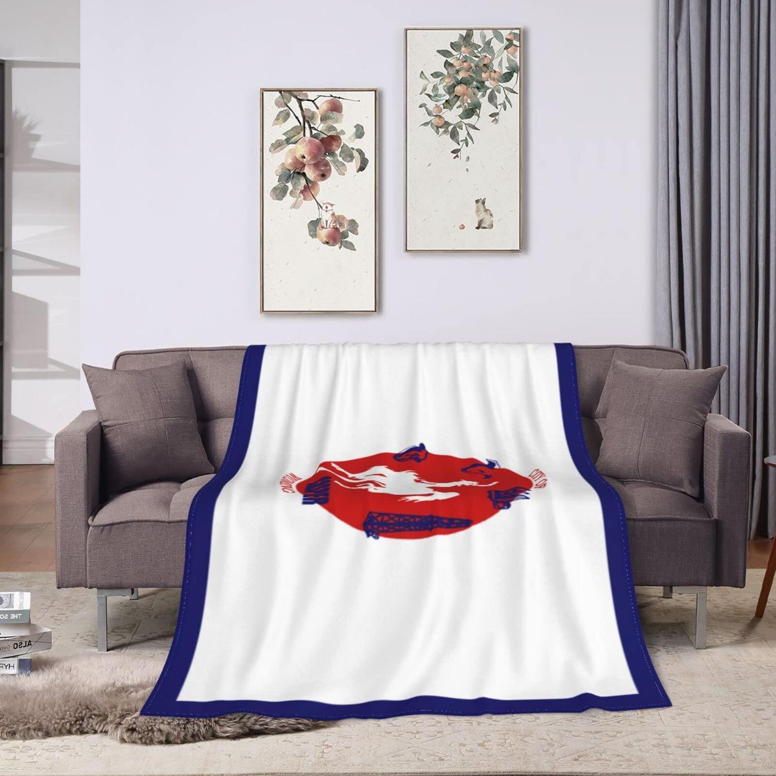 POOEDSO Flag of Casper, Wyoming Throw Blanket 40\"x30\" Soft Cozy Lightweight Blanket Fuzzy Blanket for Couch Bed Sofa