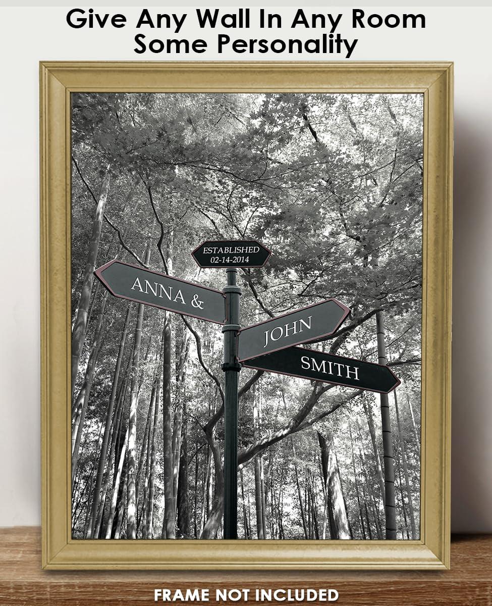 Buzz Unplugged Unique Personalized Street Signs with Names & Special Date On Print or Canvas Wall Art: Personalized Gifts for Couples Create Unforgettable Moments - Makes a Perfect Anniversary Gifts For A Couple