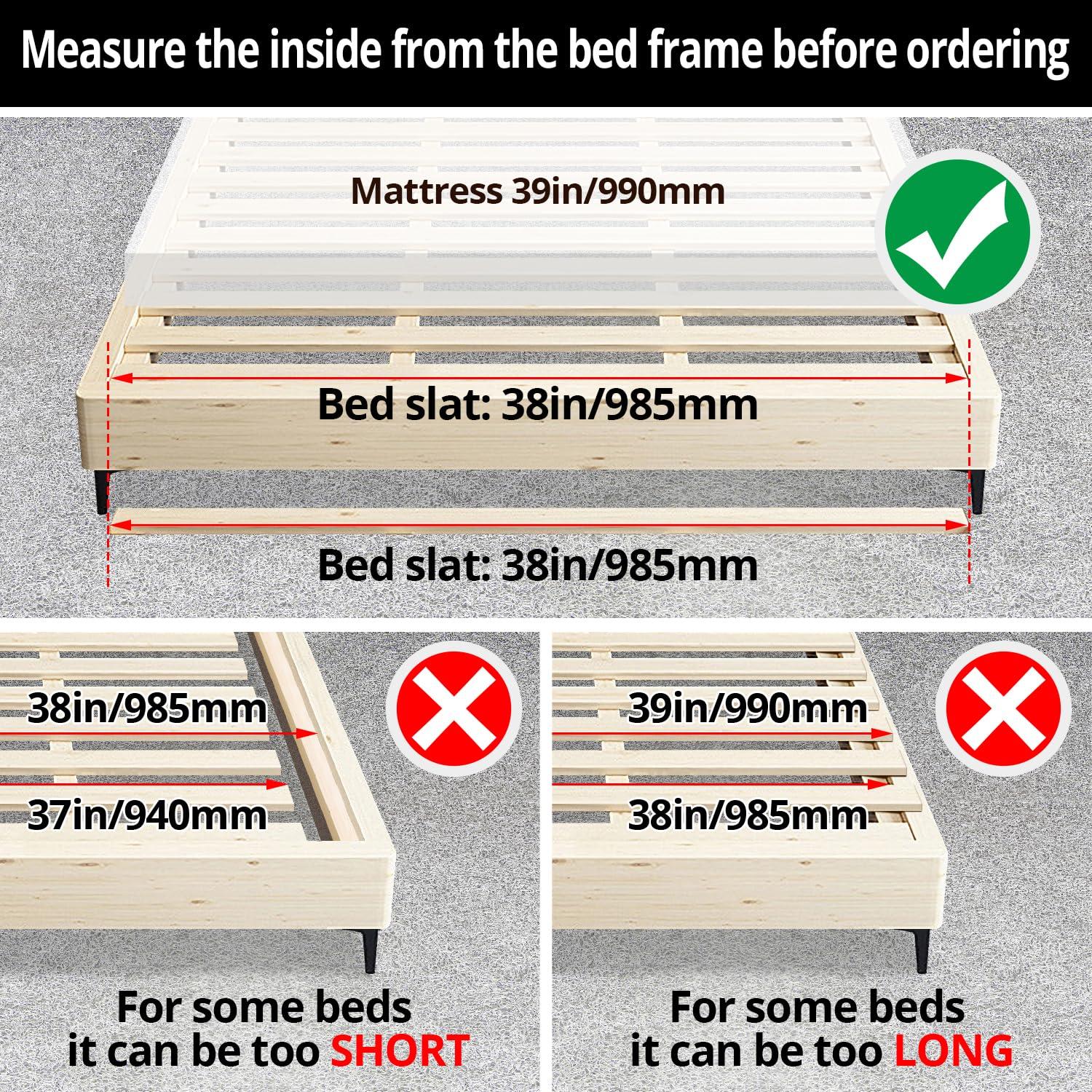 JINS&VICO JINS&VICO Pack of 13 Count Bed Slats, Twin Size 38.3Lx2.1Wx0.7H, Heavy Duty Replacement Wooden Slats Mattress Support, Fits Most Beds, Twin 38.3 Inch