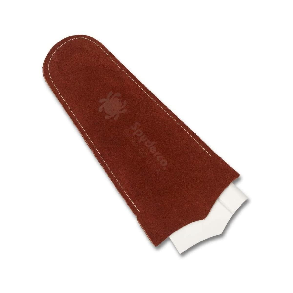 Spyderco Spyderco Fine Grit Golden Stone Sharpener - Alumina Ceramic, Duckfoot Shape, Versatile Sharpening Device, with Suede Case - Model 308F