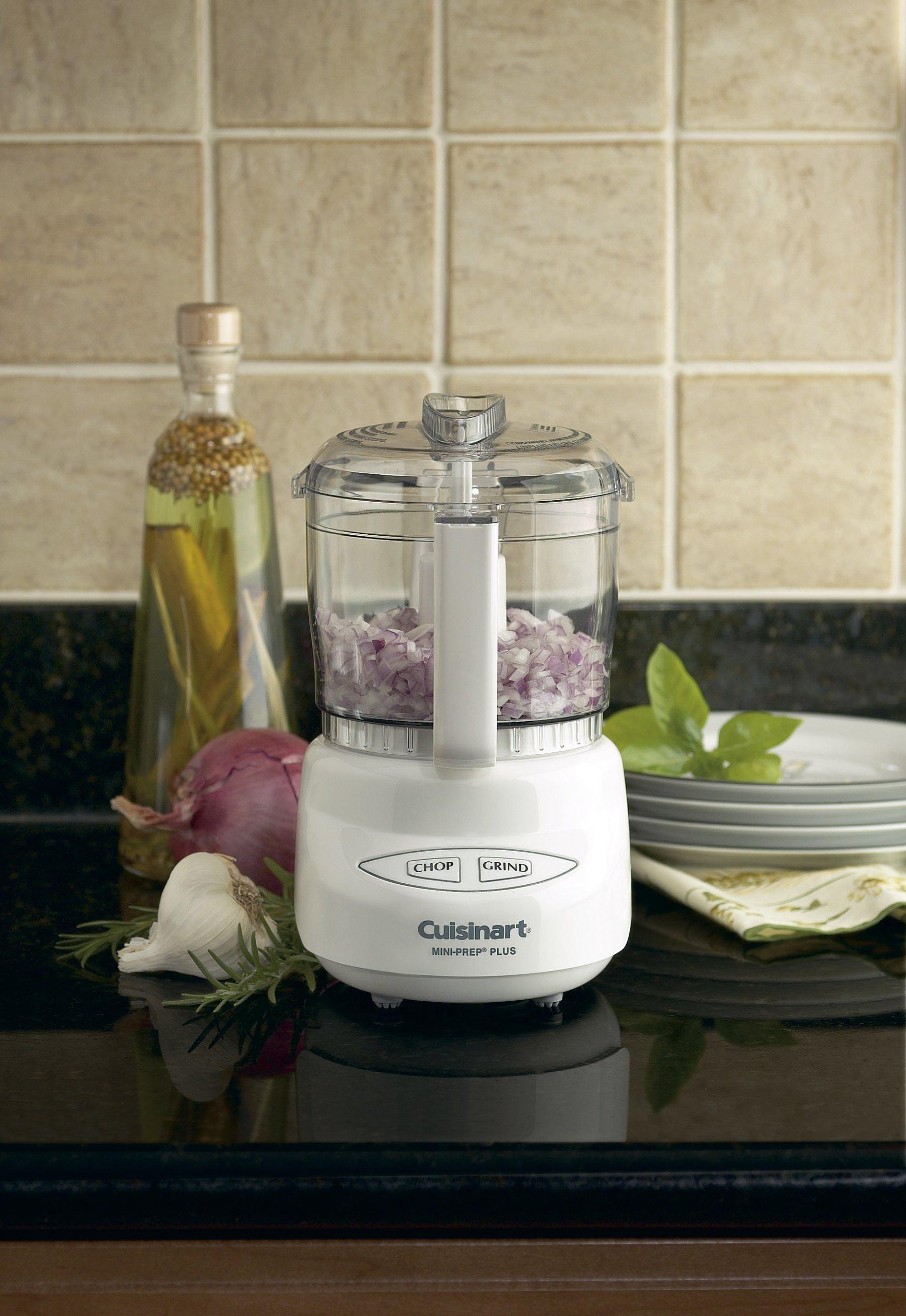 Cuisinart Cuisinart Mini-Prep Plus Food Processor, 24-Ounce Mini Food Processor to Chop Herbs, Vegetables, and Hard Cheese, 24-Ounce Work Bowl, Reversible Stainless Steel Blade, DLC-2A, White
