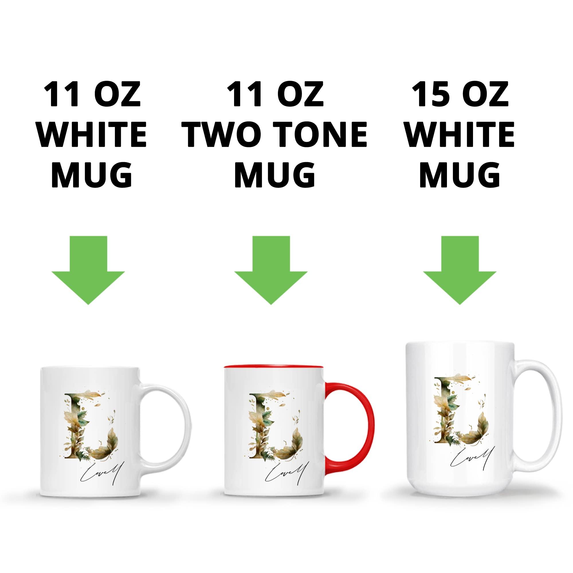 Gossby Gossby Personalized Custom Mug (L) Personalized Alphabet Customized Coffee Mug Cup Gift for Girlfriend/Wife/Mom/Sister, Personalized White Ceramic Mug 11oz 15oz Gifts for Special Day