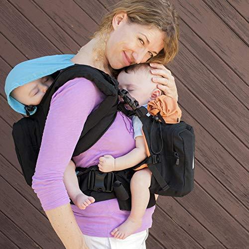 TwinGo TwinGo Original Baby Carrier (Black, Blue & Orange) - Fully Adjustable Tandem Carrier and Separates into 2 Single Carriers for Men, Woman, Twins and Babies 10-45 lbs