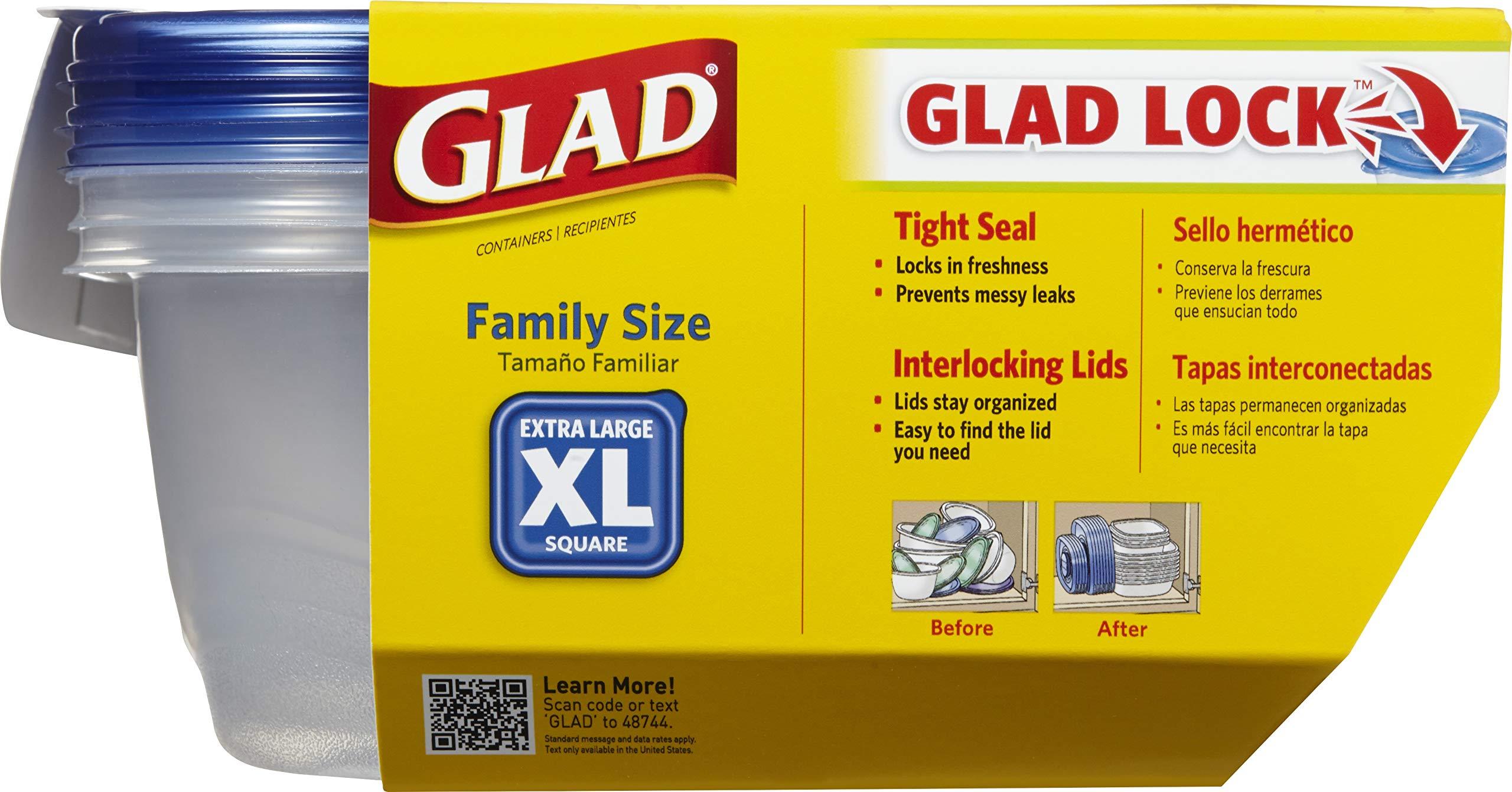 Glad GladWare Family Size 104oz Food Containers Bundle with 64oz Deep Dish Food Storage