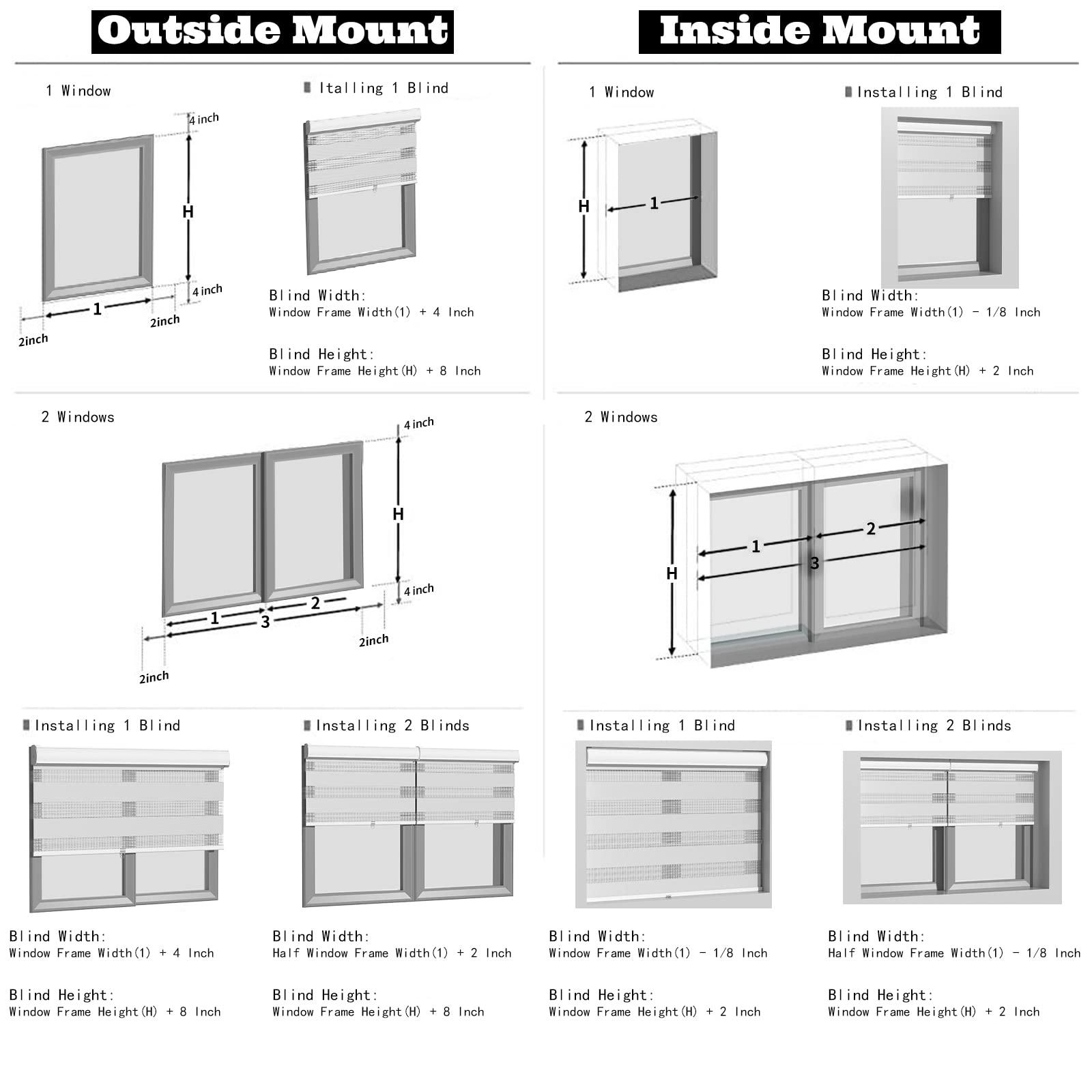 Tsemrec Zebra Blinds for Windows Cordless Window Shades Day and Night Roller Shades Dual Layer Sheer Roller Blinds for Living Room,Bedroom,Easy to Install[White,53" Customize]