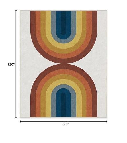 RUGGABLE Ruggable Washable 8x10 Large Area Rug, Absida Rainbow, Premium Modern Rugs Rainbow, for Living Room, Bedroom, Kitchen, Office, Classroom with Gripper Non Slip Pad