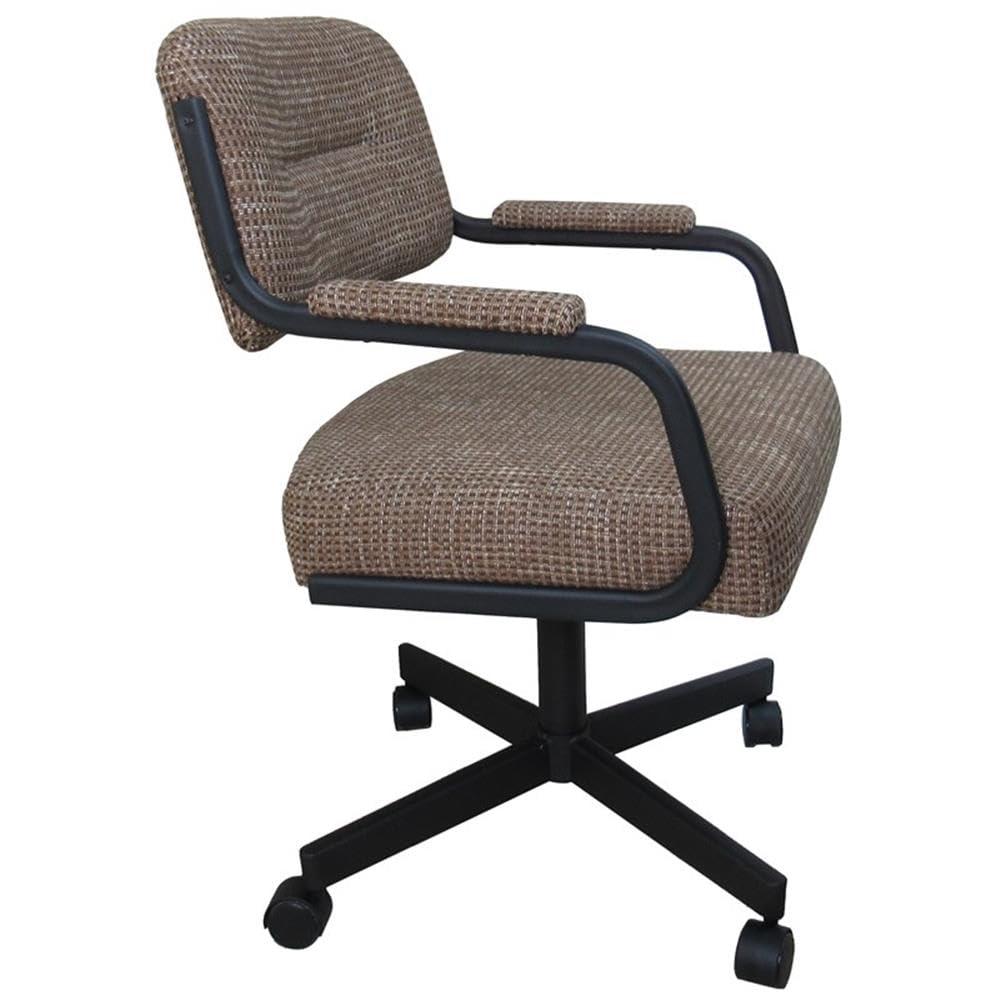 Tobias Designs Inc. Tobias Designs Inc. Swivel Metal Caster Dining Chair M-110 - Checkered - Brown