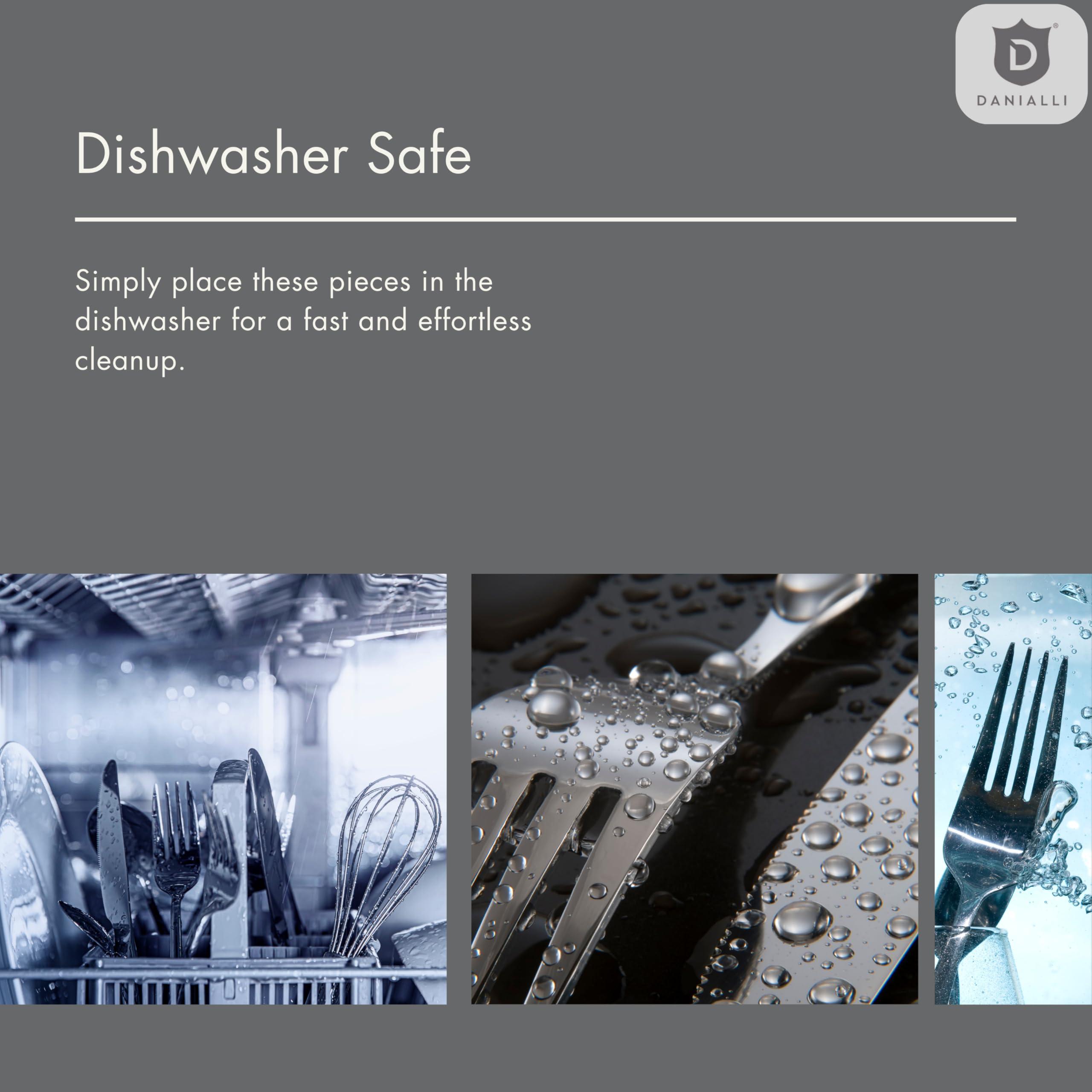 D DANIALLI DANIALLI Modern Marettimo Silverware Set - 18/10 Stainless Steel Flatware Set for Elegant Dining - Dishwasher Safe Cutlery Set (40-Piece Matte)