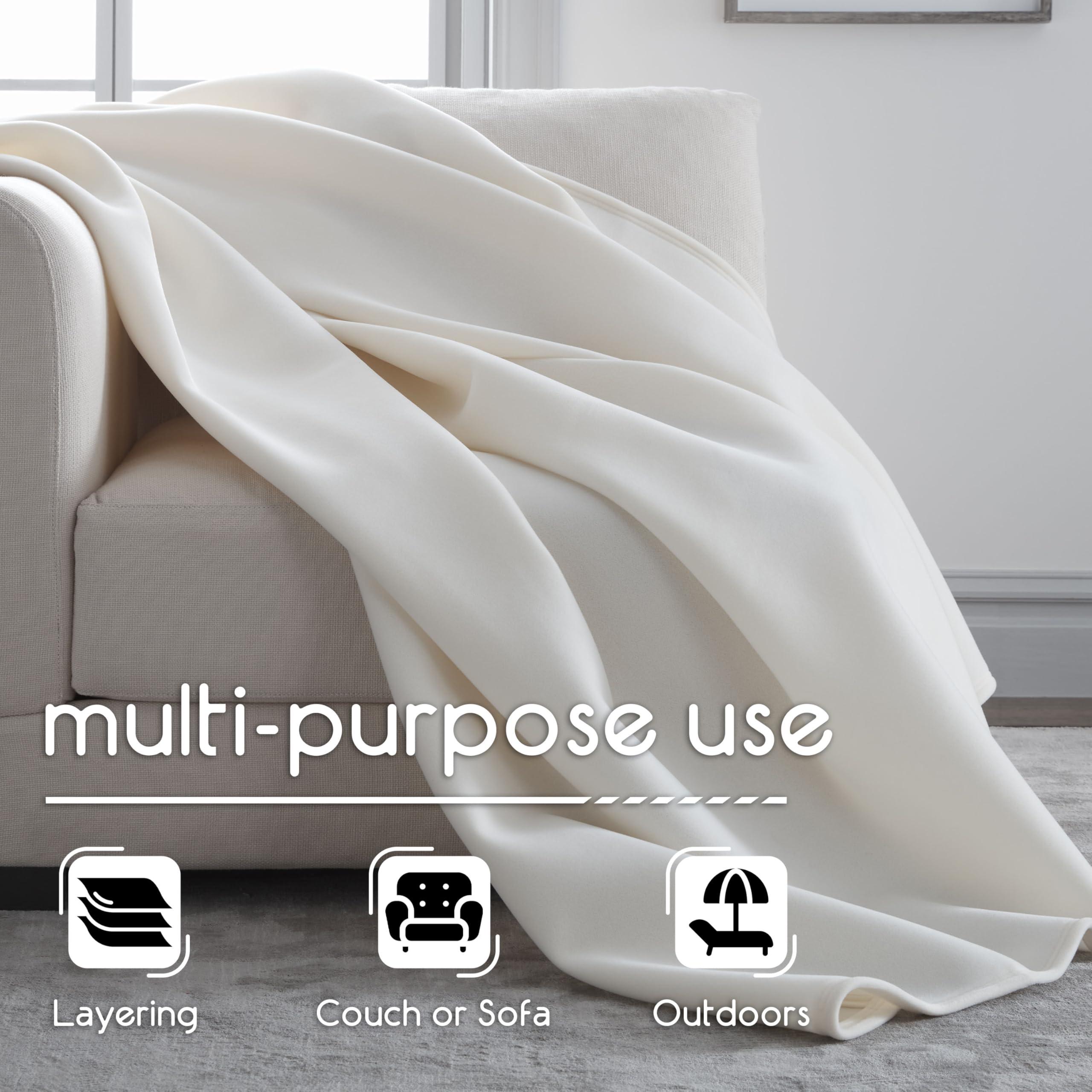 Vellux Vellux Queen Size Blanket - All Season Luxury Warm Micro plush Lightweight Thermal Fleece Blankets - Perfect For Couch Bed Sofa - Breathable Bed Blankets Queen Size - Hotel Quality (90x90 Inch, Ivory)
