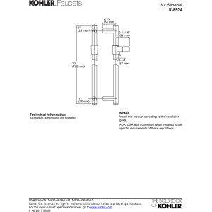 Kohler SHOWER SLIDEBAR, 30\"
