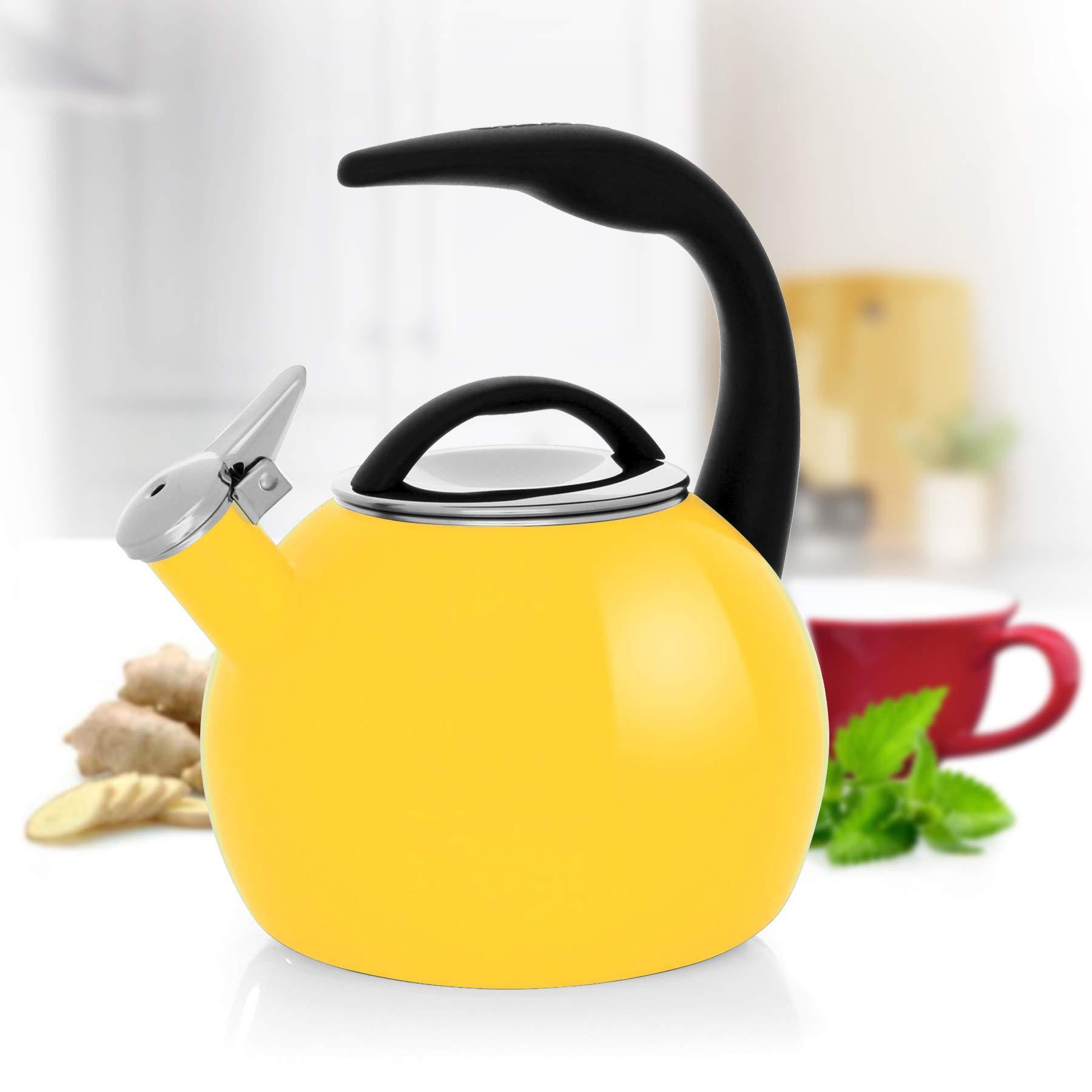 Chantal Chantal 40Th Anniversary Tea kettle, 2 Quart, Enamel Carbon steel, Whistling, Canary Yellow