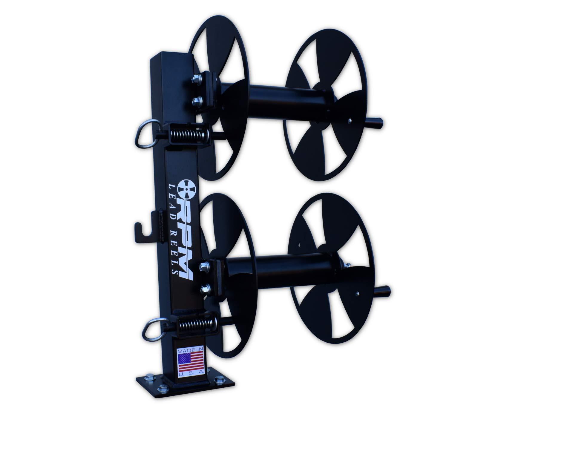 RPM LEAD REELS 12\'\' BLACK DOUBLE FIXED BASE WELDING CABLE LEAD REEL