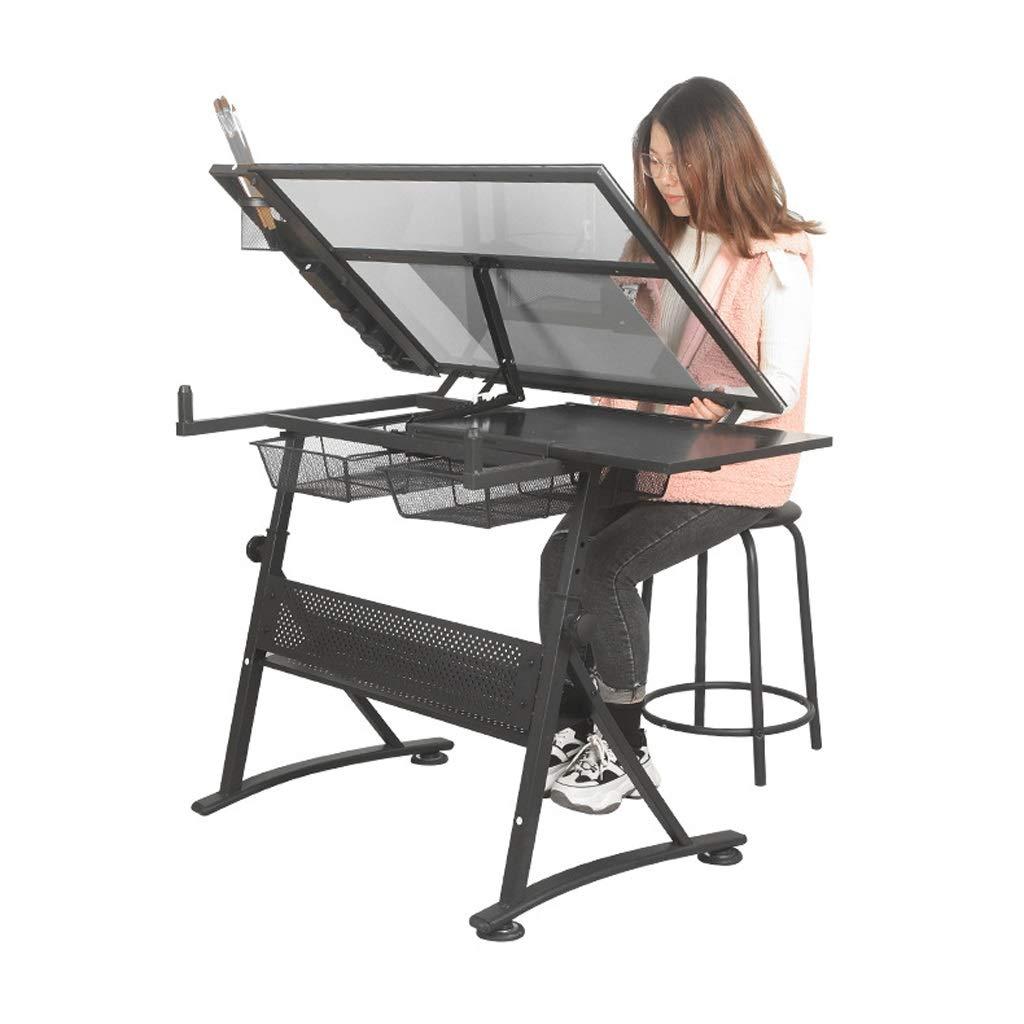 ZAYEN ZAYEN Drafting Desk, Height Adjustable Drawing Desk, Tiltable Craft Table with Storage, Large Art Desk, for Home Office Drafting Table