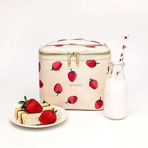 Kate Spade New York Kate Spade New York Insulated Lunch Tote, Small Lunch Cooler, Cute Lunch Bag for Women, Thermal Bag with Double Zipper Close and Carrying Handle, Strawberries