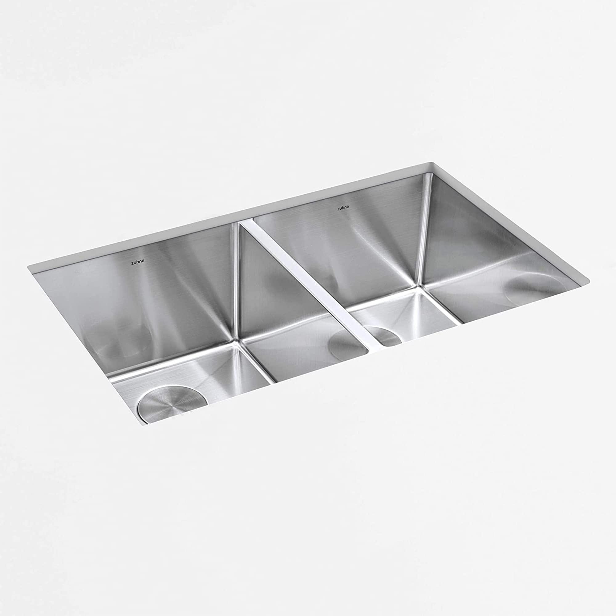 ZUHNE ZUHNE 32-Inch Stainless Steel Undermount Kitchen Sink Double Bowl 16 Gauge (50/50 Equal)
