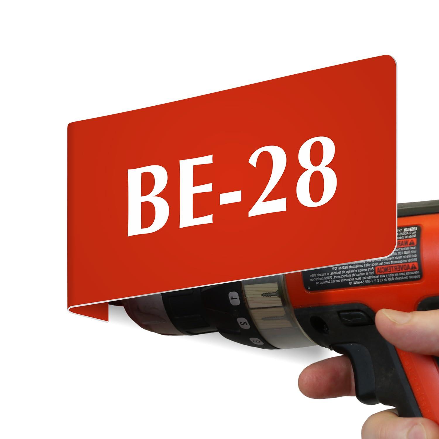 SmartSign SmartSign Horizontal Warehouse Aisle Sign - Custom, 4 x 8 inch, 2-Sided L-Shaped Engraved Markers for Racks/Shelves/Walls/Corridors, ABS Plastic, Pre-drilled Holes, Choose Color, Made in USA