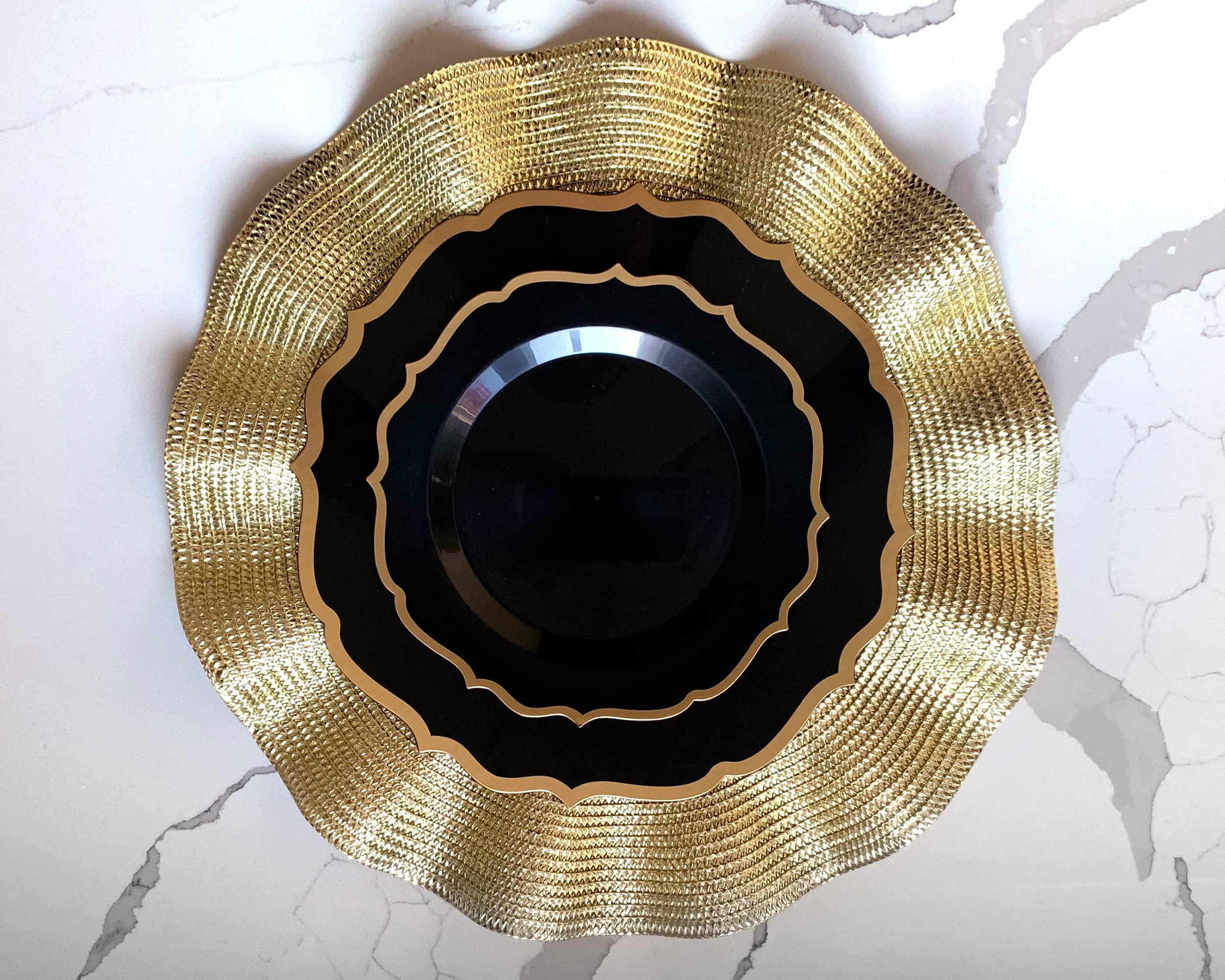 zees products gold chargers for dinner plates, gold charger plate, gold charger plates bulk, gold plate chargers, dinner plate chargers gold, (100)