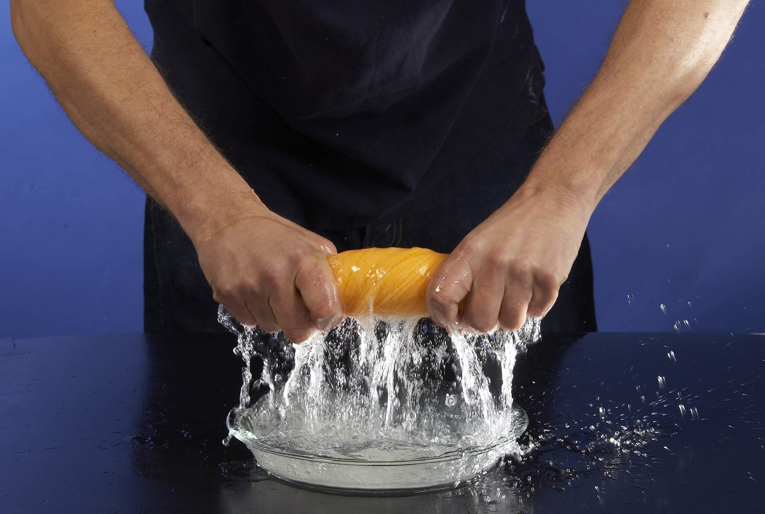 ShamWow ShamWow Original Super Absorbent Multi-Purpose Cleaning Shammy Chamois Towel Cloth - Holds 10X its Weight in Liquid - Machine Washable - Will Not Scratch (4 Pack, Orange)