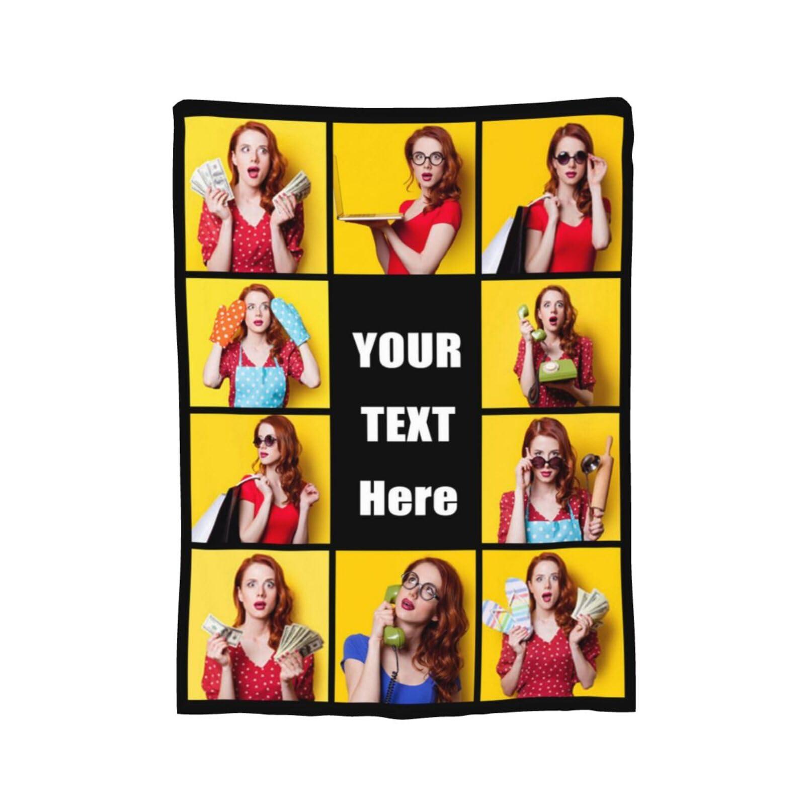 CYAHSJE CYAHSJE Custom Blankets with 10 Photos and Text, Personalized Picture Blankets with Multiple Designs,Customized Blanket for Bedroom Office Travel Christmas Birthday as Souvenirs Gifts
