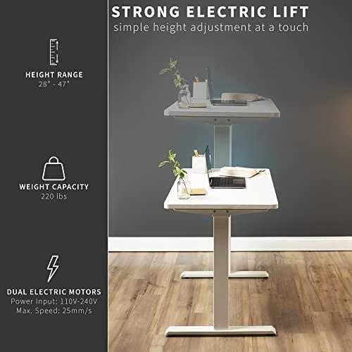 VIVO VIVO Electric Dual Motor Standing Desk Frame for 43 to 79 inch Table Tops, Frame Only, Ergonomic Standing Height Adjustable Base with Push Button Memory Controller, White, DESK-V122EW