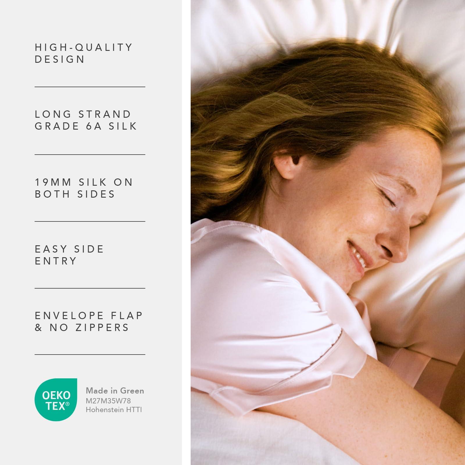 Fishers Finery Fishers Finery 19mm 100% Pure Mulberry Silk Pillowcase, Good Housekeeping Quality Tested (White, K)