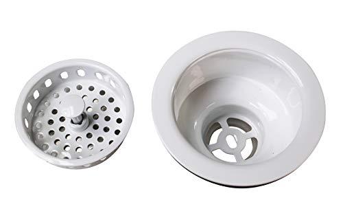 Westbrass Westbrass D214-50 3-1/2" Post Style Large Kitchen Sink Basket Strainer, 1-Pack, Powder Coat White