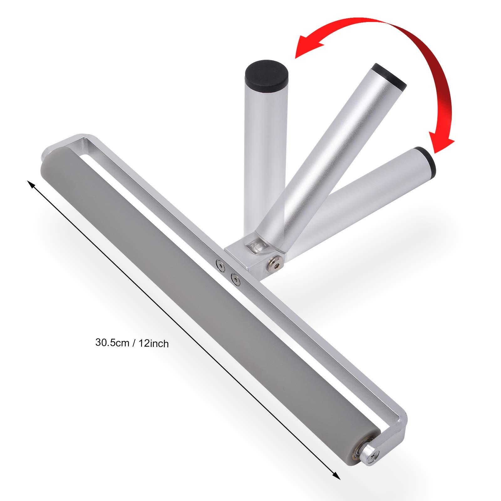 Gomake Gomake 12 Inch Rubber Pasting Roller Squeegee Rolling Wheel Power Cleaner Rubber Rollers for Crafting, Glue Roller Paint Brush for Printmaking Stamping Gluing, Anti Skid Tape Construction