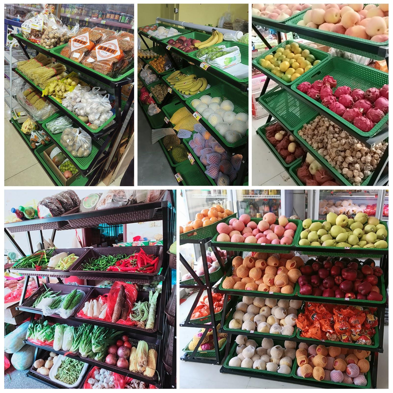 ZJKXJH 4 5 Tier Commercial Supermarket Fruit Rack Vegetable Shelf, Large Capacity Snack Storage Basket for Pantry/ Retail Store/ Market, Kitchen Potato Onion Produce Organizer(Green,4tier-47x14x47in/120x35x1