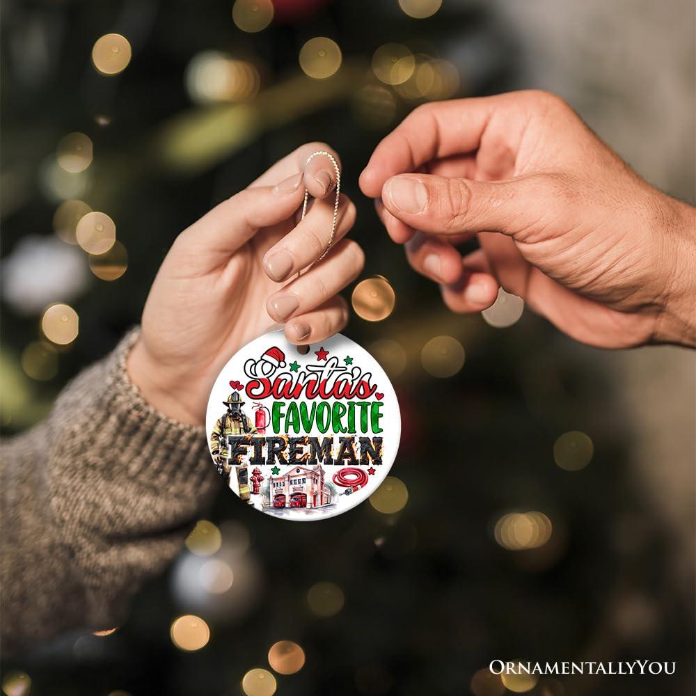 OrnamentallyYou Santa\'s Favorite Fireman and Firewoman Ornament, Artistic Christmas Appreciation Keepsake (Version1)