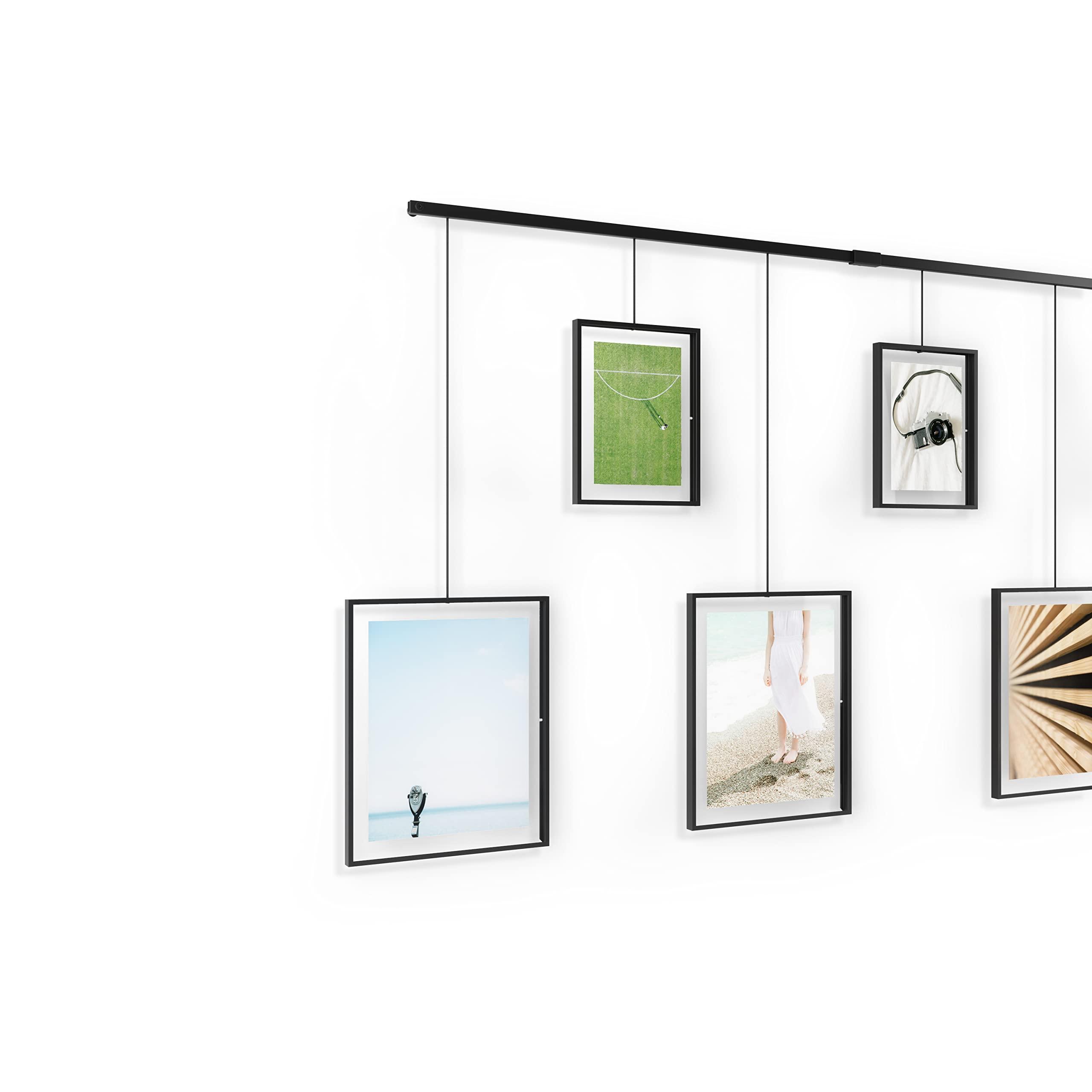 Umbra Umbra Exhibit Picture Frame Gallery Set, Adjustable Wall Collage Displays Nine Photos (Four 5x7\" and Five 8x10\"), Set of 9, Black