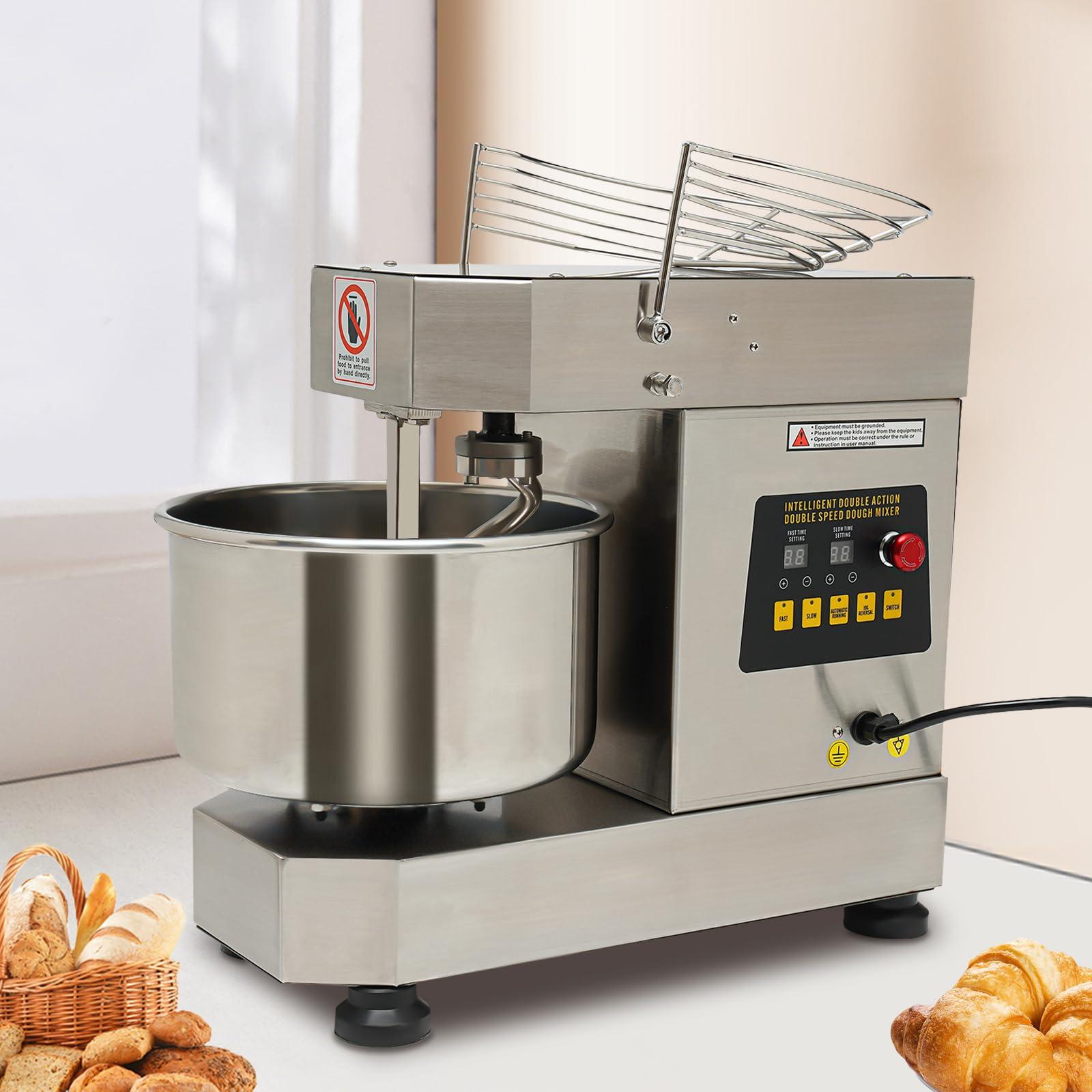 QUSKLISU Commercial Food Mixer, 2 Speeds Electric Intelligent Mixer 12Qt Pizza Dough Machine 750W Flour Mixer Kitchen Kneading Machine for Domestic Commercial