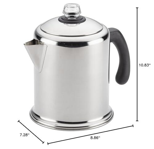 Farberware Farberware 47053 Classic Stainless Steel Yosemite 12-Cup Coffee Percolator, 12 Cup Coffee Maker, Silver