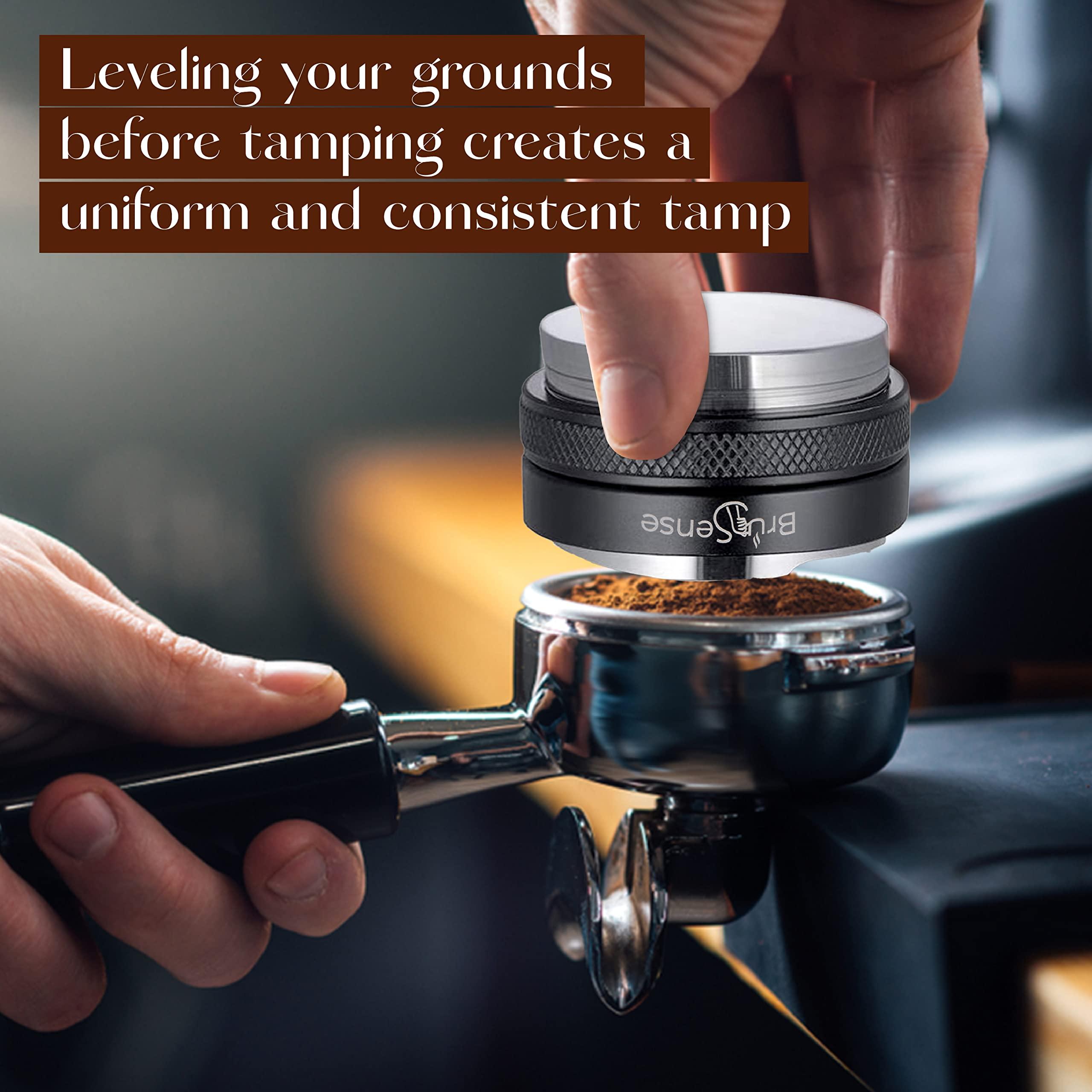 Bru Sense 53mm Espresso Tamper & Distributor | Accessories Include Own Tamp Mat For Quick Storage | Ideal Tools For Breville/Sage Automatic Coffee Machine.