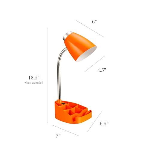 Limelights Simple Designs LD1002-ORG Gooseneck Organizer Desk Lamp with iPad Tablet Stand Book Holder, Orange