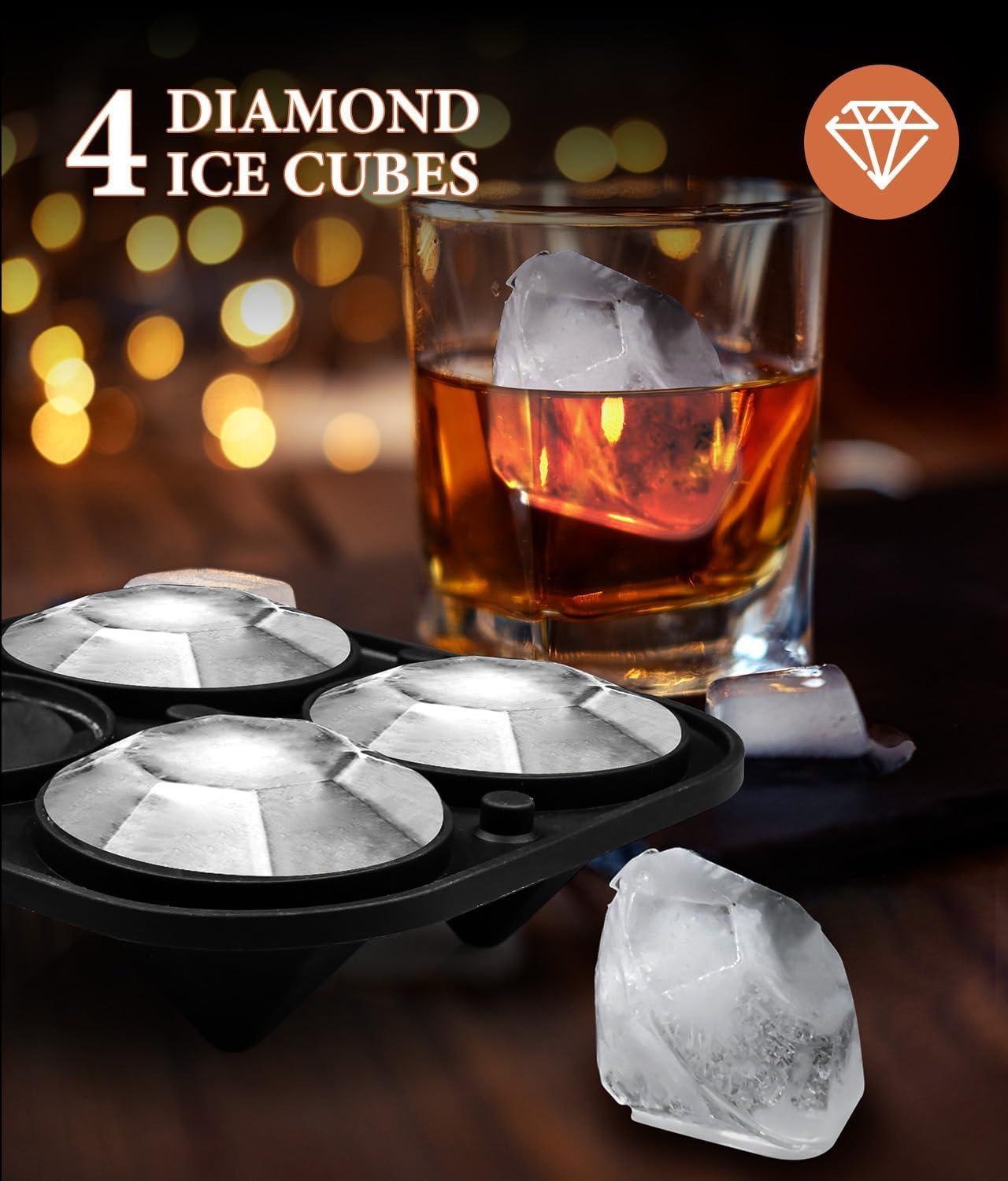 DclobTop Dclobtop Ice Cube Trays and Ice Molds, Silicone Ice Cube Molds for Freezer with Lid, Diamond & Sphere Ice Ball Maker & Square Ice Cube Maker for Whiskey, Cocktails and Homemade, Reusable