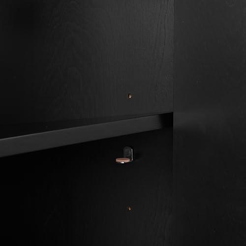 Crosley Furniture Crosley Furniture Blair Mid-Century Modern Sideboard Buffet Cabinet with Storage, Living Room Credenza, Black/Gold