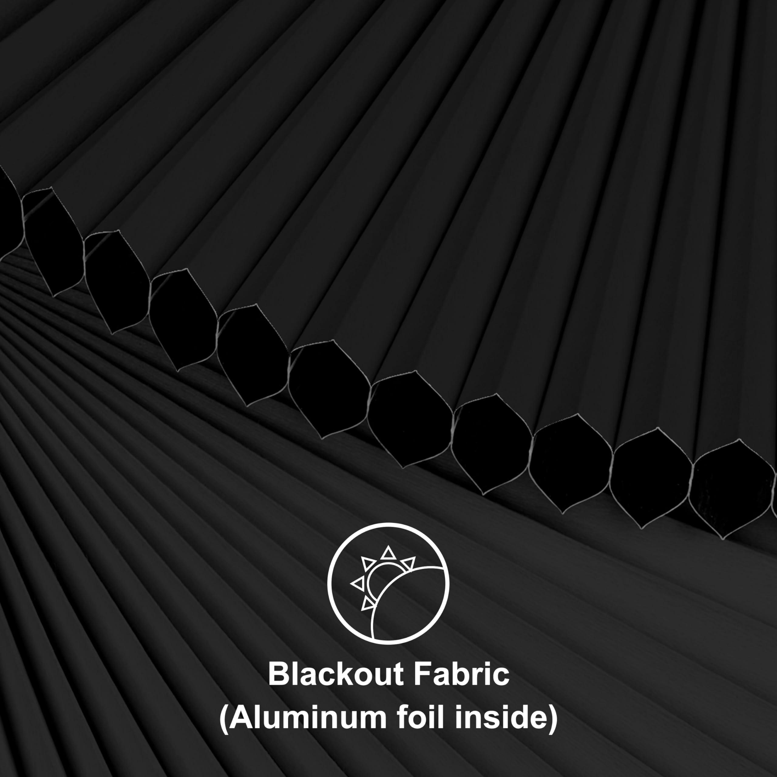 HOTSOON HOTSOON Blackout 1.5" Cell Honeycomb Blinds for Windows Cordless Cellular Shades Hidden Mounting Room Darkening for Home, Office, Black, 60" W x 64" H