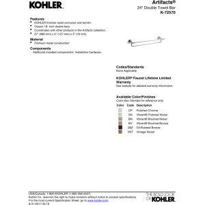 Kohler Kohler K-72570-SN Artifacts 24-Inch Double Towel Bar, Vibrant Polished Nickel, one-size