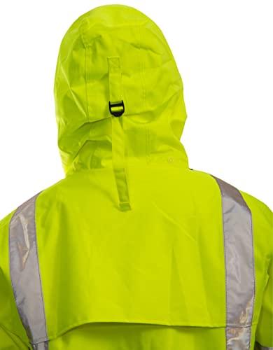 TINGLEY Tingley Standard Icon High Visibility Jacket with Attached Hood, Fluorescent Yellow-Green/Black, 5X-Large