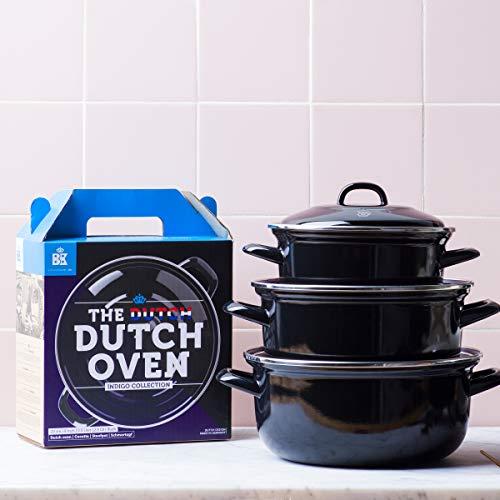 BK BK Indigo Aluminum Heavy-Gauge Carbon Steel, Induction, 3.5QT Nonstick Glaze Dutch Oven, Dishwasher Safe, Black