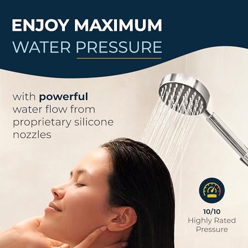 HammerHead Showers HammerHead Showers ALL METAL Handheld Shower Head with Hose and Brass Holder - CHROME - 2.5 GPM High Pressure Shower Heads with Adjustable Shower Wand Bracket - 6ft Flexible Extension