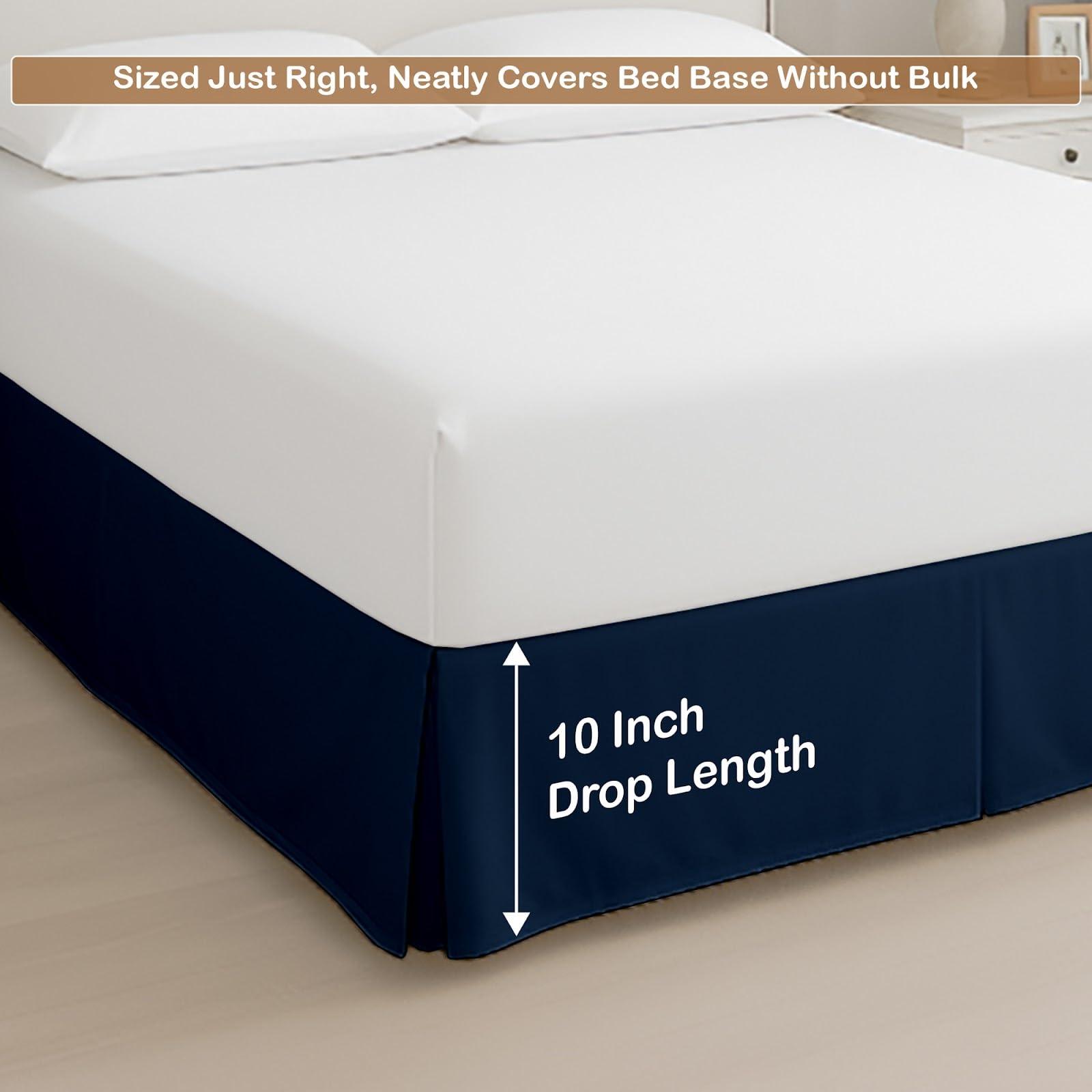 ARlinen ARlinen Bed Skirt Twin XL Bed Skirt 18 Inch Drop, Tailored/Pleated Bedskirt, Dust Ruffle with Split Corners and Platform, Solid Wrinkle and Fade Resistant bedskirt (Twin XL, Navy Blue Solid)