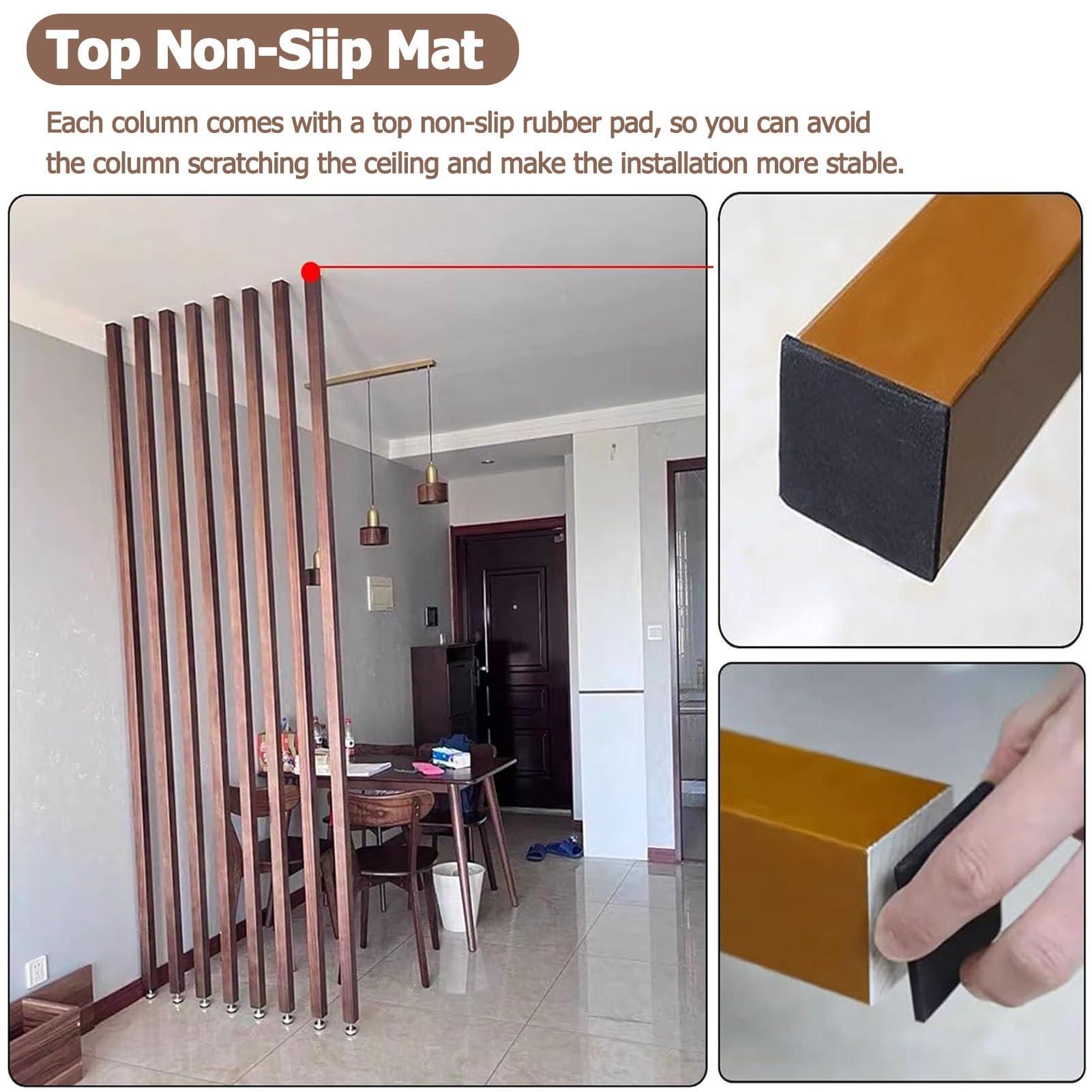 MObyat 8ft 7ft 6ft 5ft 4ft 3ft 2ft Tall Room Divider Column Black, Adjustable Height Wooden Frame Room Separator Fence/Freestanding Modern Wall Post Partition(3PCS,Height 90CM/35.4IN/2.95FT)