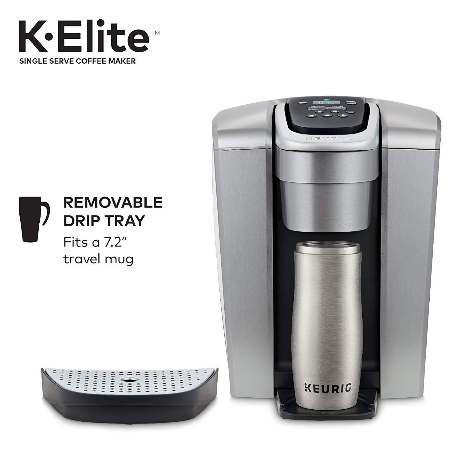 Keurig Keurig C K-Elite Maker, Single Serve K-Cup Pod Brewer, With Iced Coffee Capability, Brushed Silver Plus Extra Filter Included, 75oz
